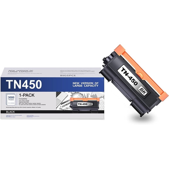 TN450 High Yield Toner Cartridge Compatible TN-450 Replacement for Brother DCP-7060D 7065DN MFC-7240 7365DN 7860DW HL-2230 2240D 2270DW Printer , 1 Black