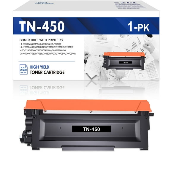 TN450 TN-450 High Yield Toner Cartridge Compatible Replacement for Brother TN 450 MFC-7860dw HL-2240 HL-2280DW HL-2270DW DCP-7065DN MFC-7360N Printer(Black, 1-Pack)