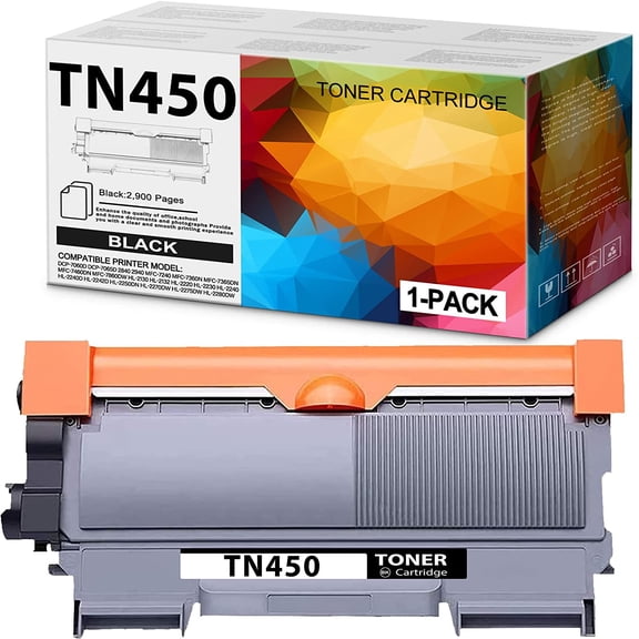 TN450 TN-450 Toner Cartridge Replacement for Brother DCP-7060D DCP-7065DN IntelliFax-2840 IntelliFax-2940 HL-2270DW HL-2275DW MFC-7240 MFC-7360N Printer Toner (Black, 1 Pack)