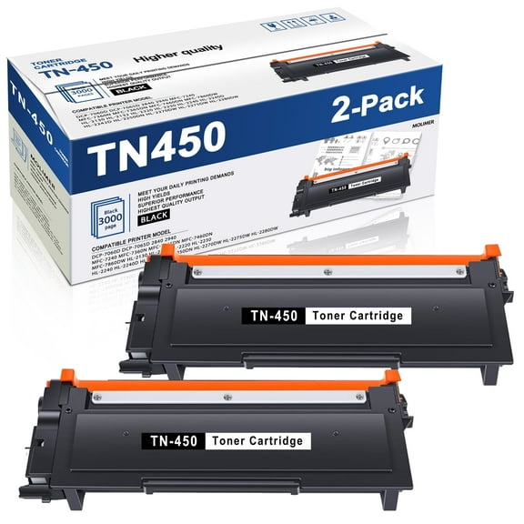 TN450 TN420 High Yield Toner Cartridge 2 Black Compatible for Brother HL-2280DW HL-2270DW DCP-7065DN Printer