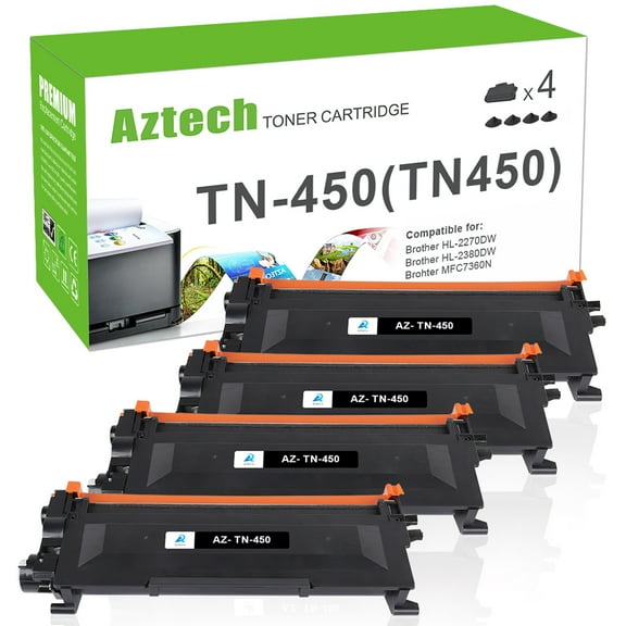 TN450 Toner Cartridge Compatible for Brother TN-450 TN450 TN-420 TN420 MFC-7360N DCP-7065DN IntelliFax 2840 2940 MFC-7860DW MFC-7460DN HL-2270DW MFC7240 Printer Ink (Black, 4-Pack)