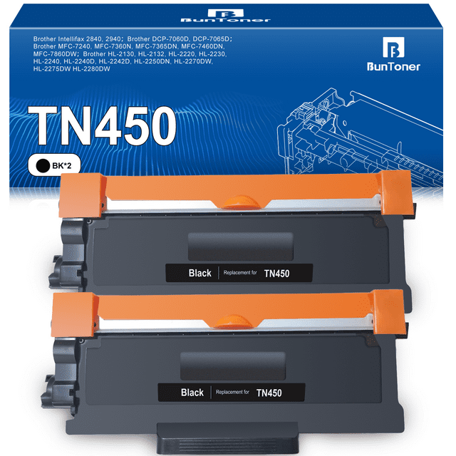 Brother Compatible TN450 Toner Cartridge, 2 Black, for HL2270DW, HL