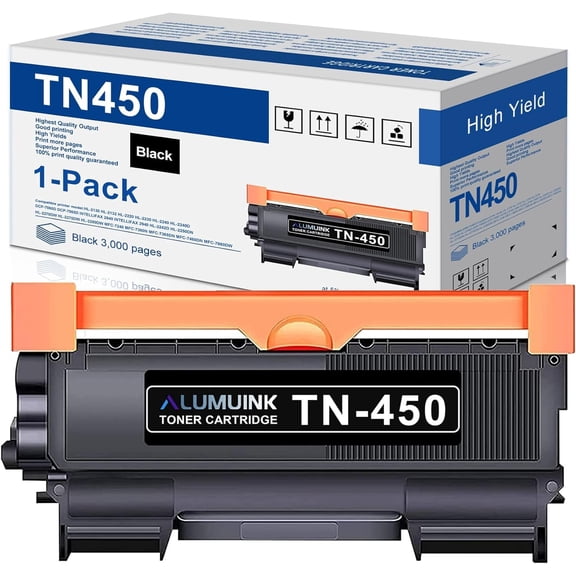 TN450 Toner Cartridge High Yield Replacement for Brother TN-450 TN420 with HL-2240D HL-2270DW HL-2280DW MFC-7860DW MFC-7360N DCP-7065DN Printer (1 Black)