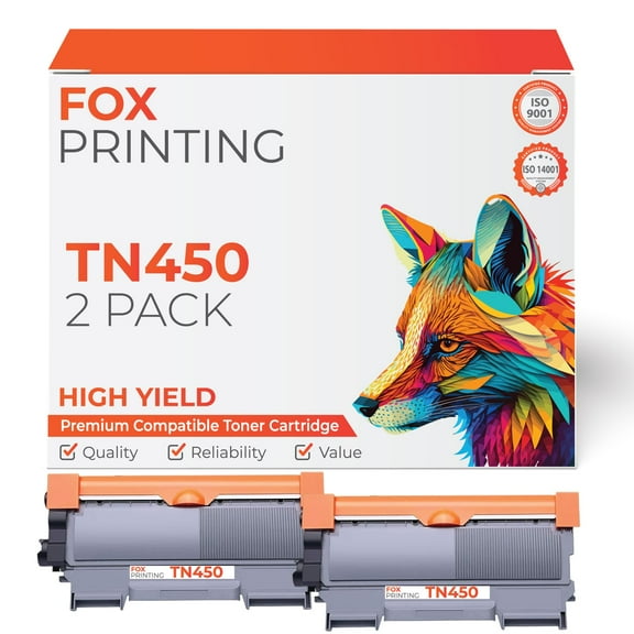 TN450 Toner Cartridge High Yield Replacement for Brother Black Toner (2 Pack)