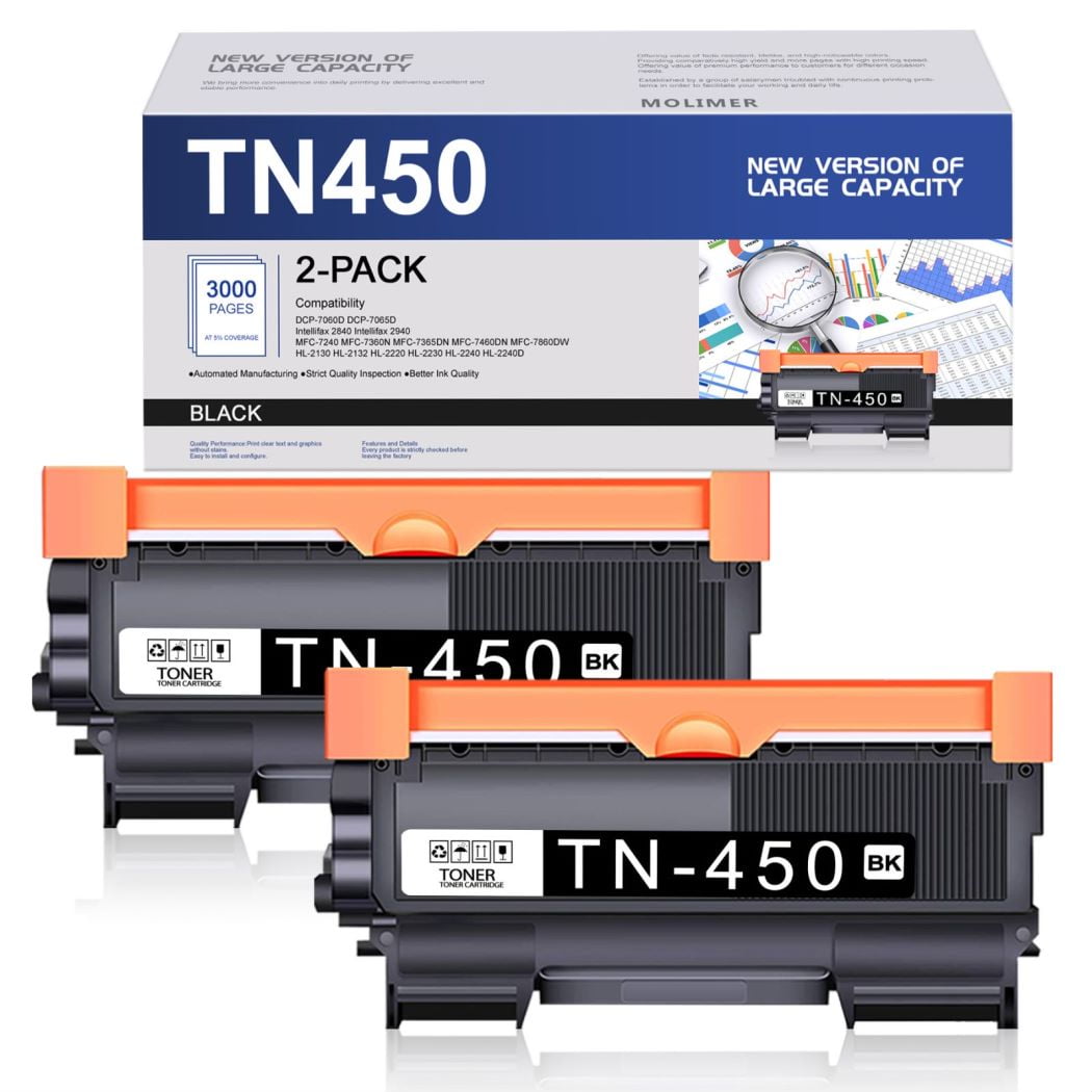TN450 Toner Cartridges Replacement for Brother Black High Yield HL2240