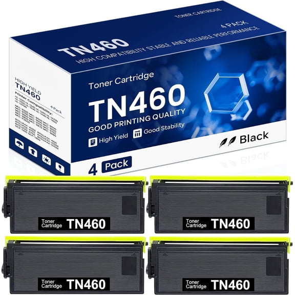TN460 TN-460 Compatible Toner Cartridge Replacement for Brother TN460 TN430 IntelliFax-4100e IntelliFax-4100 IntelliFax-4750e HL-1240 Printer (4 Pack)