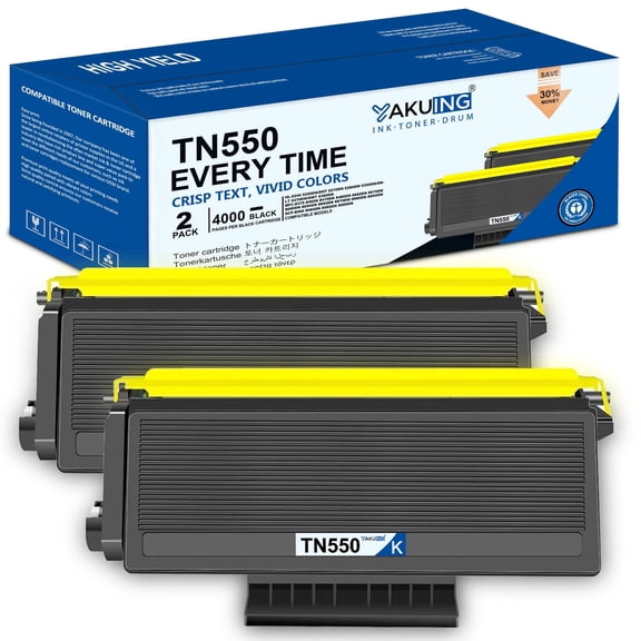 TN550 TN-550 Toner Cartridge Compatible for Brother TN550 High Yield Black Works with HL-5280DW 5350DN/DNLT DCP-8085DN MFC-8880DN 8890DW 2 Black