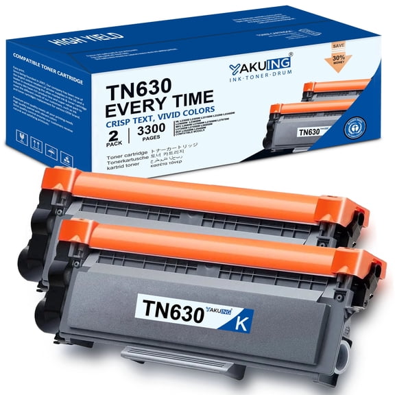 TN630 TN 630 Toner Cartridge Compatible for Brother TN630 High Yield Black Works with HL-L2320D L2340DW DCP-L2540DW MFC-L2720DW L2740DW ( 2 Black )