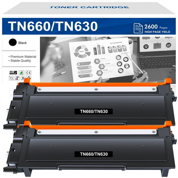 TN660 TN630 Toner Cartridge Compatible for Brother TN660 TN630 TN-660 TN-630 DCP-L2540DW MFC-L2700DW HL-L2380DW HL-L2300D MFC-L2740DW Laser Printer Ink (Black, 2-Pack)