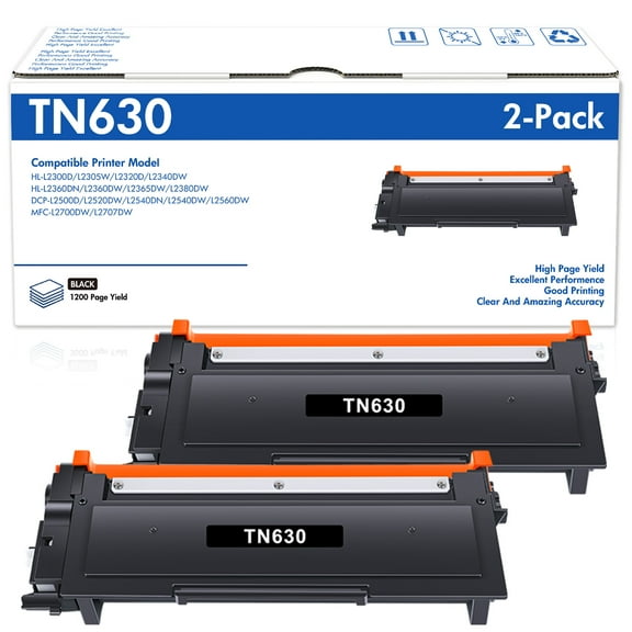 TN630 Toner Cartridge Compatible for Brother TN-630 TN630 TN660 TN-660 Work for DCP-L2540DW MFC-L2700DW MFC-L2740DW HL-L2380DW HL-L2300D Printer (Black, 2-Pack)