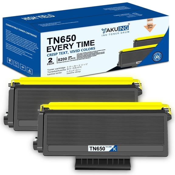 TN650 TN-650 Toner Cartridge Compatible for Brother TN650 High Yield Black Works with HL-5370DW 5370DWT DCP-8080DN MFC-8860DN ( 2 Black )