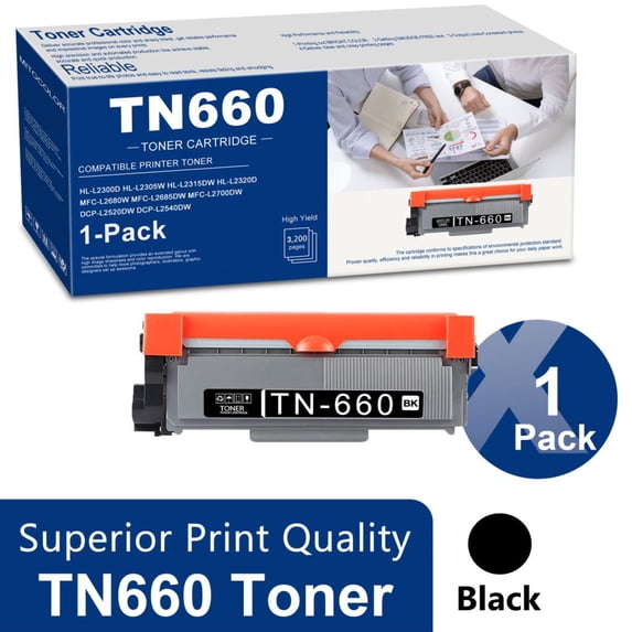 TN660 Black Toner Cartridge Replacement for Brother HL-L2300D HL-L2305W MFC-L2680W Printer (1 Pack)