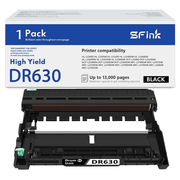 DR630 Drum Unit (Not Toner) 1-Pack Compatible for Brother DR630 DR 630 Drum for Brother HL-L2300D HL-L2305W MFC-L2700DW MFC-L2707DW DCP-L2500D DCP-L2520DW Printer