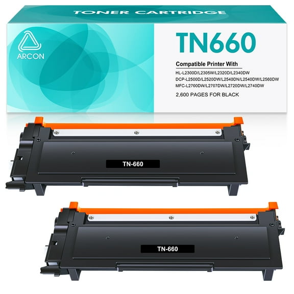 TN660 TN630 Toner Cartridge Compatible for Brother TN-660 TN660 TN630 TN-630 Work for Brother HL-L2300D HL-L2305W HL-L2320D HL-L2380DW MFC-L2740DW MFC-L2700DW DCP-L2500D Printer (Black, 2-Pack)