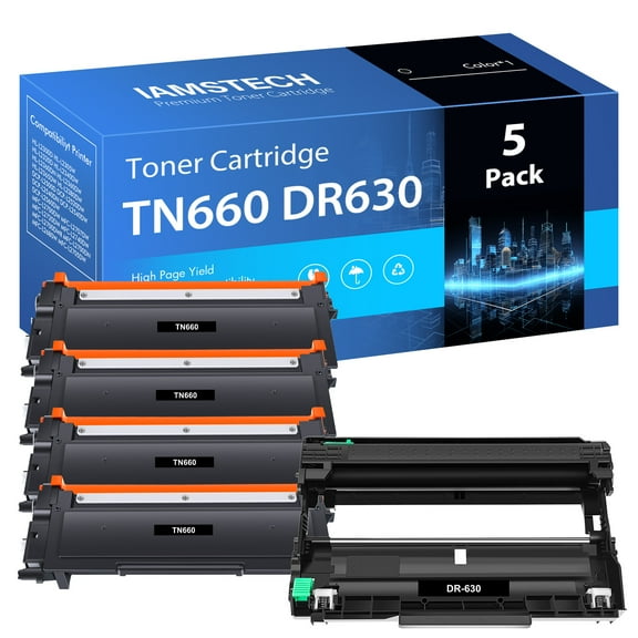 TN660 TN630 Toner Cartridge & DR630 Drum Unit Combo for Brother HL-L2380DW DCP-L2540DN MFC-L2700DW MFC-L2707DW Printer (4x TN-660 Toner, 1x DR-630 Drum Unit )