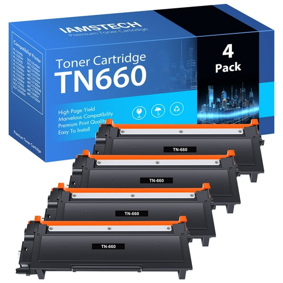 TN660 Toner Cartridge Compatible for Brother TN660 TN-660 TN630 MFC-L2700DW HL-L2300D HL-L2320D HL-L2340DW HL L2360DW DCP-L2540DW DCP-L2520DW MFC-L2740DW Printer Ink (4-Pack, Black)