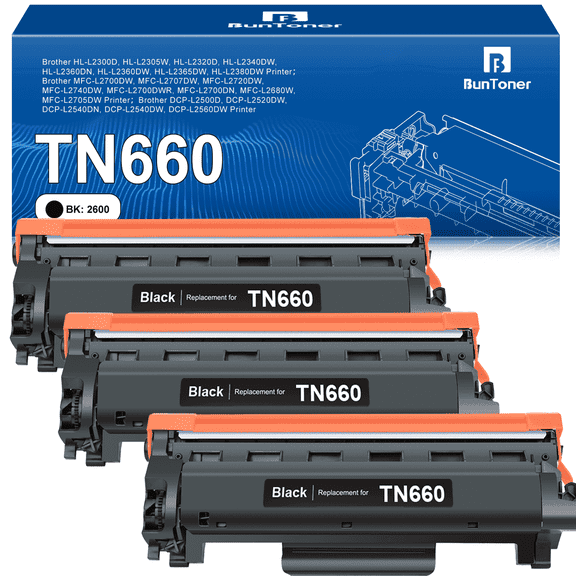 TN660 Toner Cartridge Replacement for Brother TN660 Toner TN-660 TN-630 TN630 for HL-L2300D HL-L2380DW HL-L2320D HL-L2340DW DCP-L2540DW MFC-L2700DW Printer (3 Black)