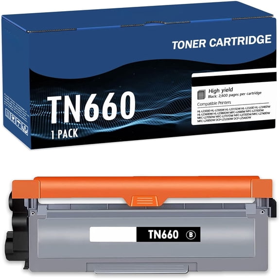 TN660 Toner Cartridge Replacement for Brother TN660 TN-660 High Yield Toner Compatible with Brother HL-L2300D HL-L2305W MFC-L2680W MFC-L2700DW DCP-L2520DW DCP-L2540DW Printer (Black, 1 Pack)