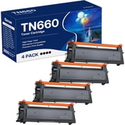 TN660 Toner Cartridge Replacement Compatible for Brother TN 660 TN-660 TN630 High Yield to use with HL-L2380DW HL-L2320D HL-L2340DW DCP-L2540DW MFC-L2700DW MFC-L2720DW Printer Black, 4 Pack