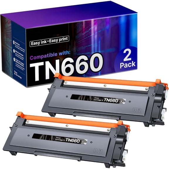 TN660 Toner Cartridge Replacement Compatible with Brother TN660 TN-660 TN630 High Yield to Use for HL-L2380DW HL-L2320D HL-L2340DW DCP-L2540DW MFC-L2700DW MFC-L2720DW Printer (Black, 2 Pack)