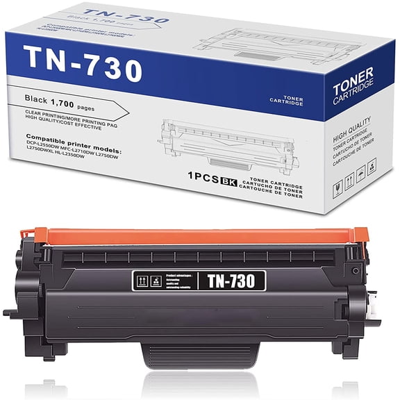 TN730 1 Pack Black TN-730 Toner Compatible for DCP-L2550DW MFC-L2710DW HL-L2350DW Printer