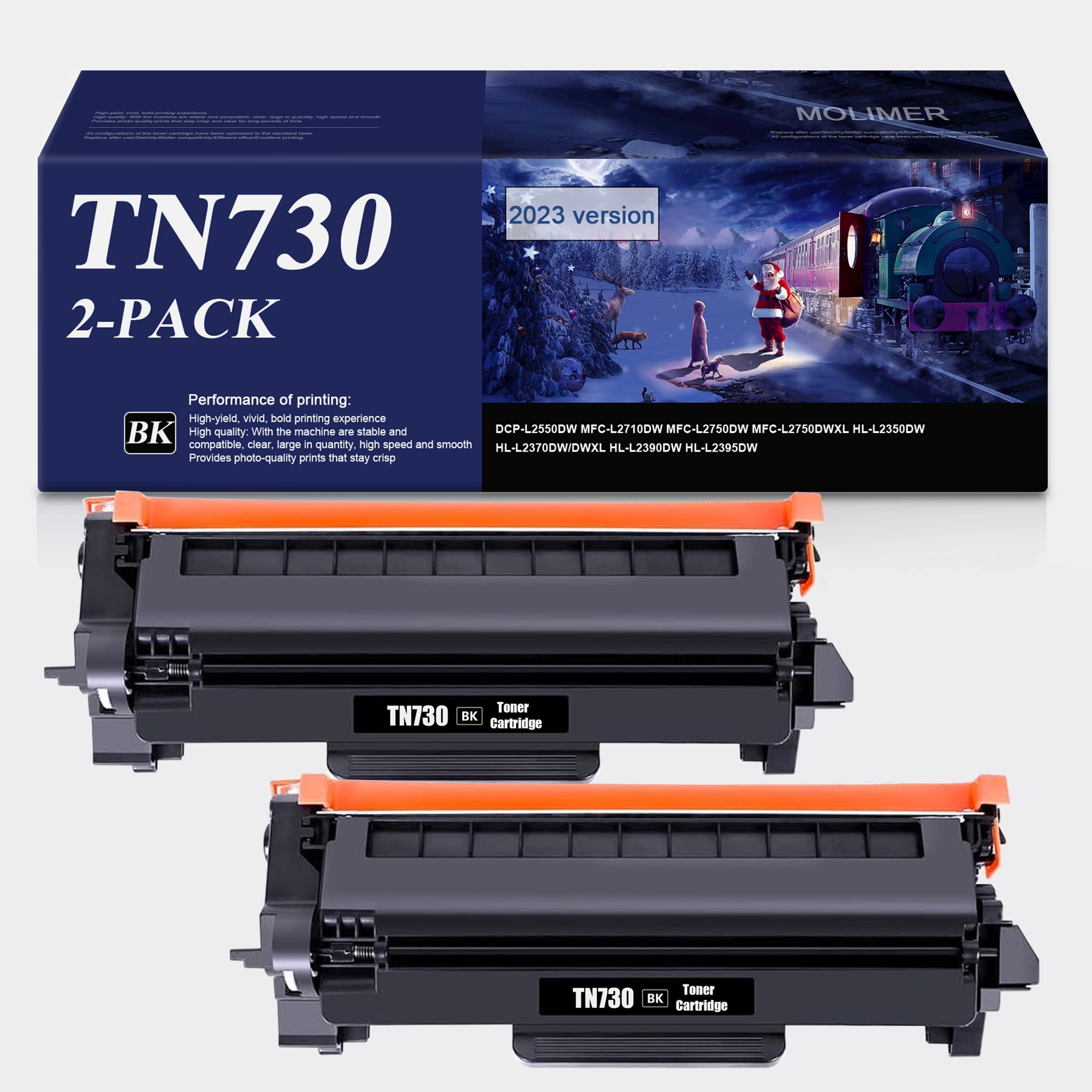 MoNiBloom Compatible Toner Cartridge Replacement for Brother Printer TN760  TN730, 4 Packs, DCP-L2550DW DCP-L2551DW HL-L2350DW HL-L2370DW MFC-L2690DWXL