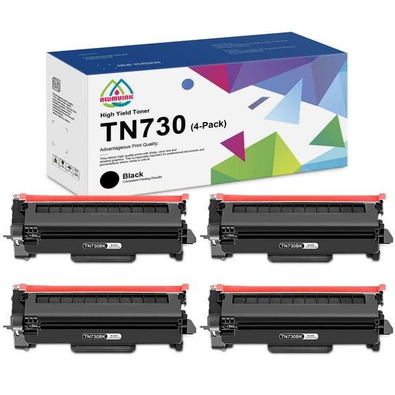 TN730 4-Pack Black Toner Cartridge Compatible Brother TN-730 Toner For MFC-L2730DW MFC-L2750DW Printer