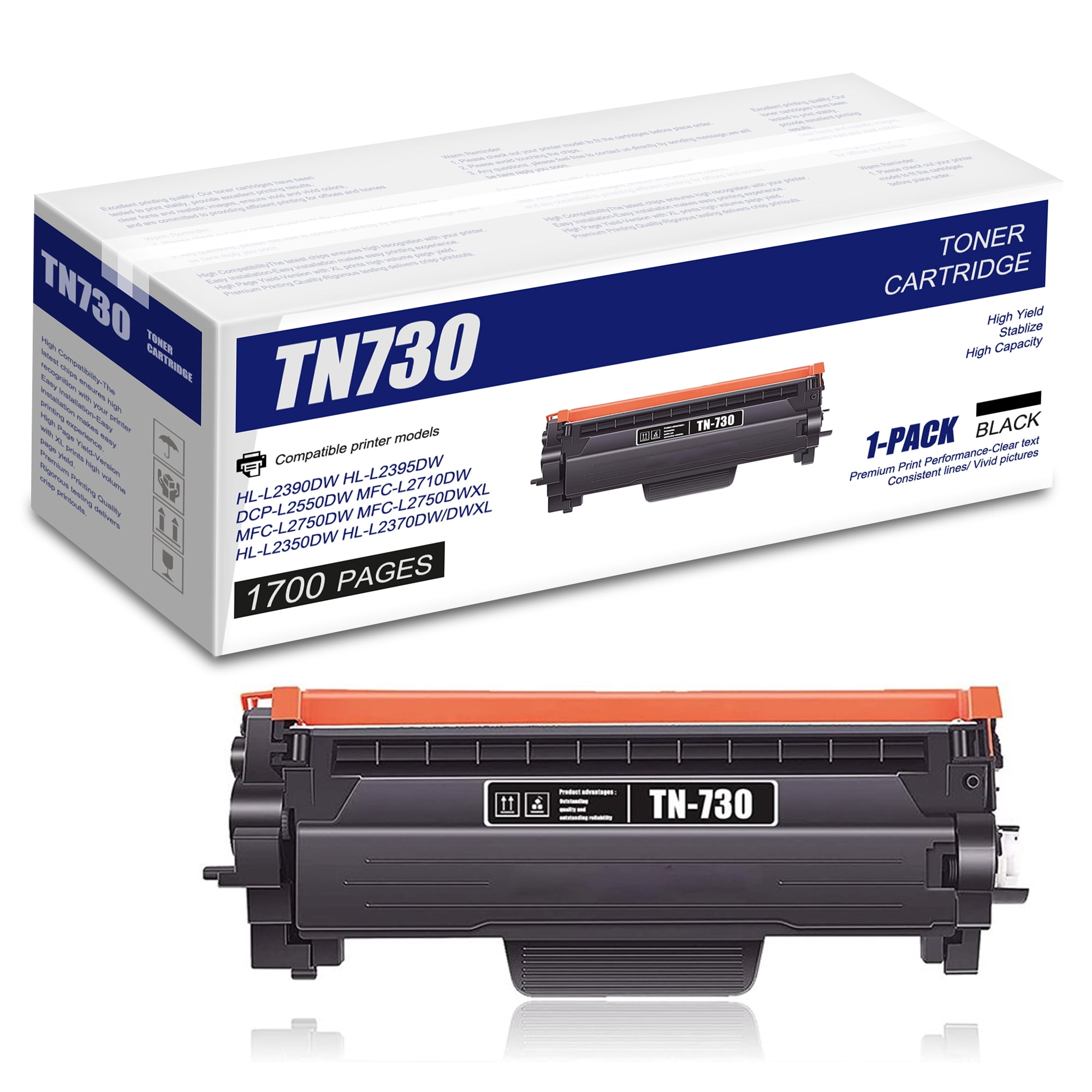 TN730 Black Toner Cartridge 1 Pack Replacement for Brother DCP-L2550DW ...