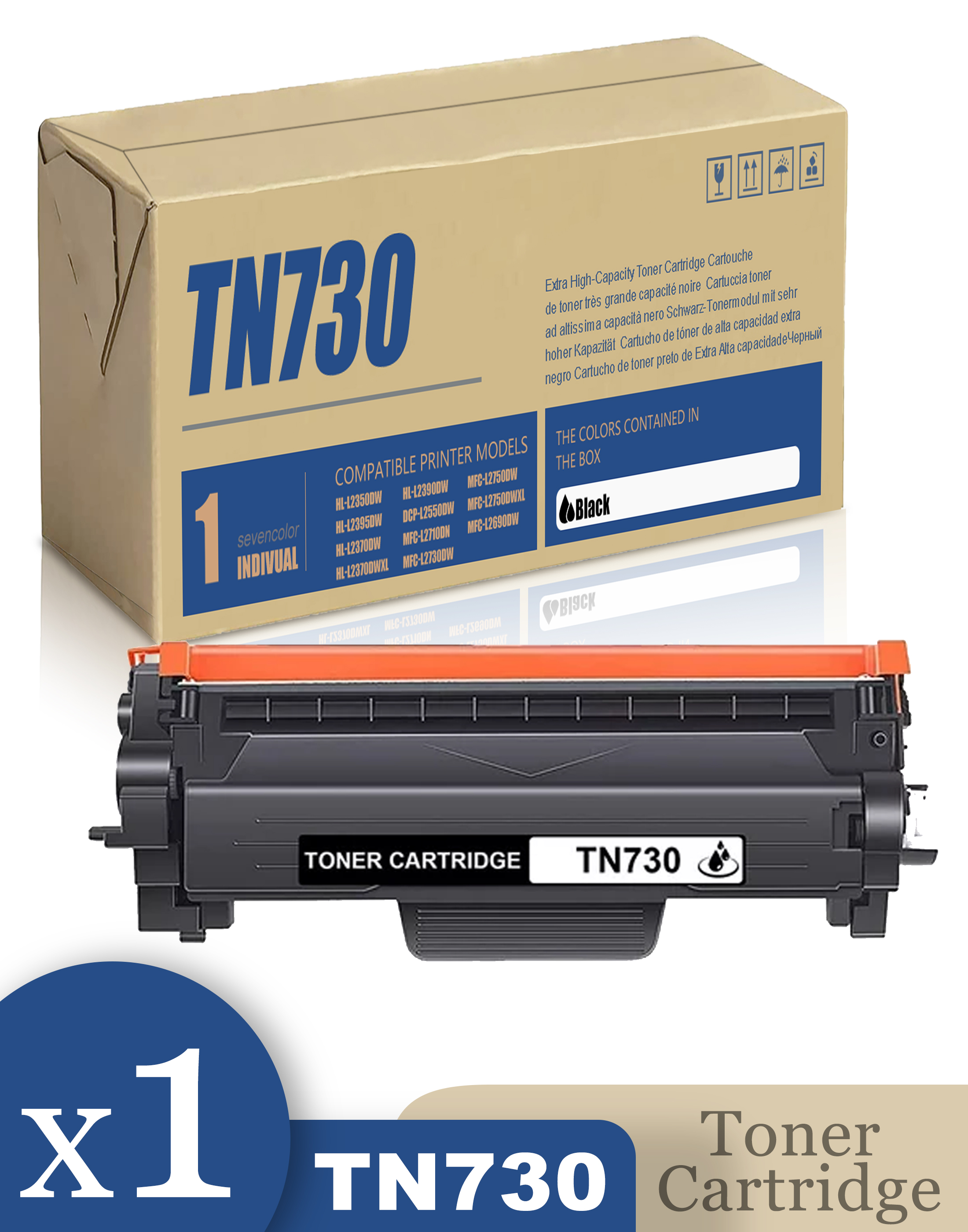 TN730 Black Toner Cartridge 1 Pack Replacement for Brother TN730 TN