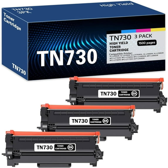TN730 Compatible TN-730 Black Toner Cartridge Replacement for Brother TN-730 DCP-L2550DW MFC-L2710DW HL-L2350DW HL-L2370DW HL-L2390DW Toner.(3 Pack)
