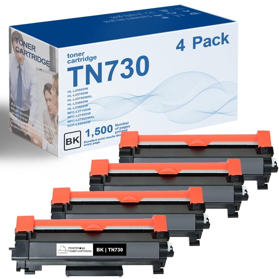 TN730 TN-730 Toner Cartridges Black 4 Pack Replacement for Brother TN730 MFC-L2710DW HL-L2395DW HL-L2350DW DCP-L2550DW MFC-L2750DW Printer