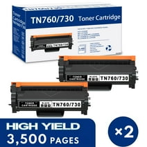 TN730/TN760 2 Black Toner Cartridge Replacement for Brother TN 760 HL-L2350DW Printer Toner