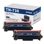 TN730 TN760 Toner Cartridge 2 Pack Black Replacement for Brother TN-730 TN 760 Toner Cartridge for DCP-L2550DW MFC-L2750DWXL HL-L2395DW Printer