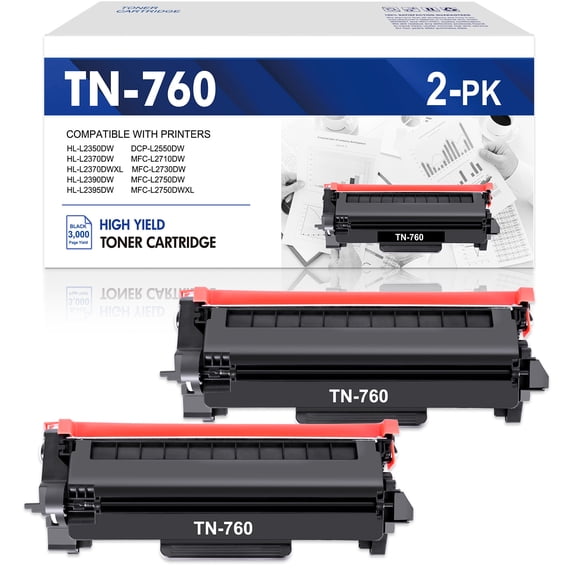 Colorich Compatible for Brother TN730 TN760 Toner Cartridge TN-730 TN-760 for HL-L2395DW MFC-L2710DW MFC-L2730 MFC-L2750DW DCP-L2550DW HL-L2390DW HL-L2370DW Printer Ink (Black, 2-Pack)