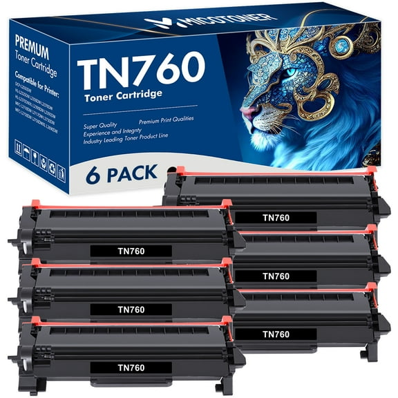 TN730 TN760 Toner Cartridge Compatible for Brother TN760 TN-760 TN-730 TN 760 DCP-L2550DW HL-L2370DW HL-L2350DW HL-L2390DW MFC-L2710DW MFC-L2750DW MFC-L2730DW (Black 6-Pack)