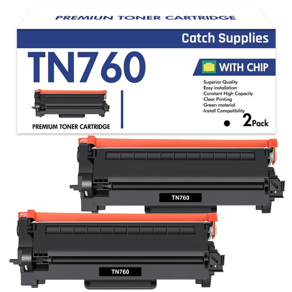 TN730/TN760 Toner Cartridge Compatible for Brother TN760 TN-760 TN-730 Work for MFC-L2710DW MFC-L2750DW HL-L2350DW HL-L2370DW DCP-L2550DW Printer Black,2-Pack