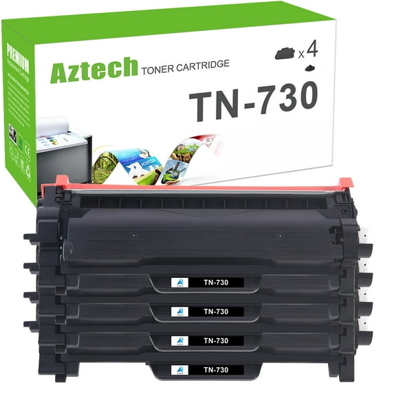 TN730 TN760 Toner Cartridge Replacement Compatible for Brother TN-730 TN-760 Printer Ink (Black, 4-Pack)