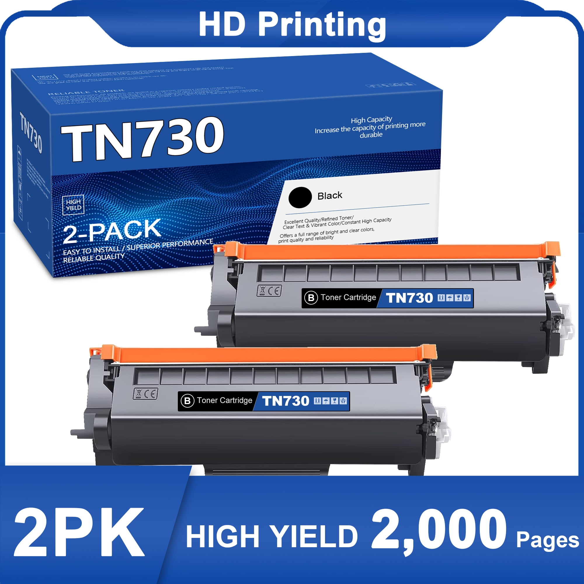 TN730 Toner Cartridge High Yield Replacement for Brother HL2220 HL