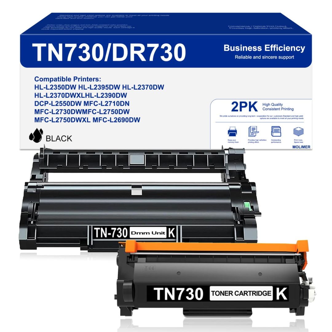 TN730 Toner + DR730 Drum 2 Pack Black High Yield Replacement for