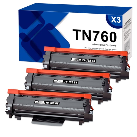 TN760 3-Pack Black Toner Cartridge Compatible for Brother HL-L2395DW HL-L2390DW Printer