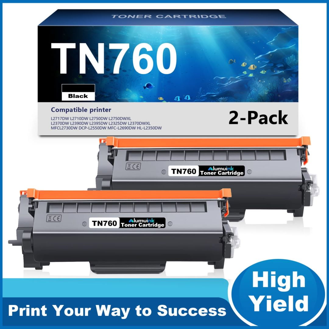 TN760 Black High Yield Toner Cartridge Replacement for Brother L2717DW