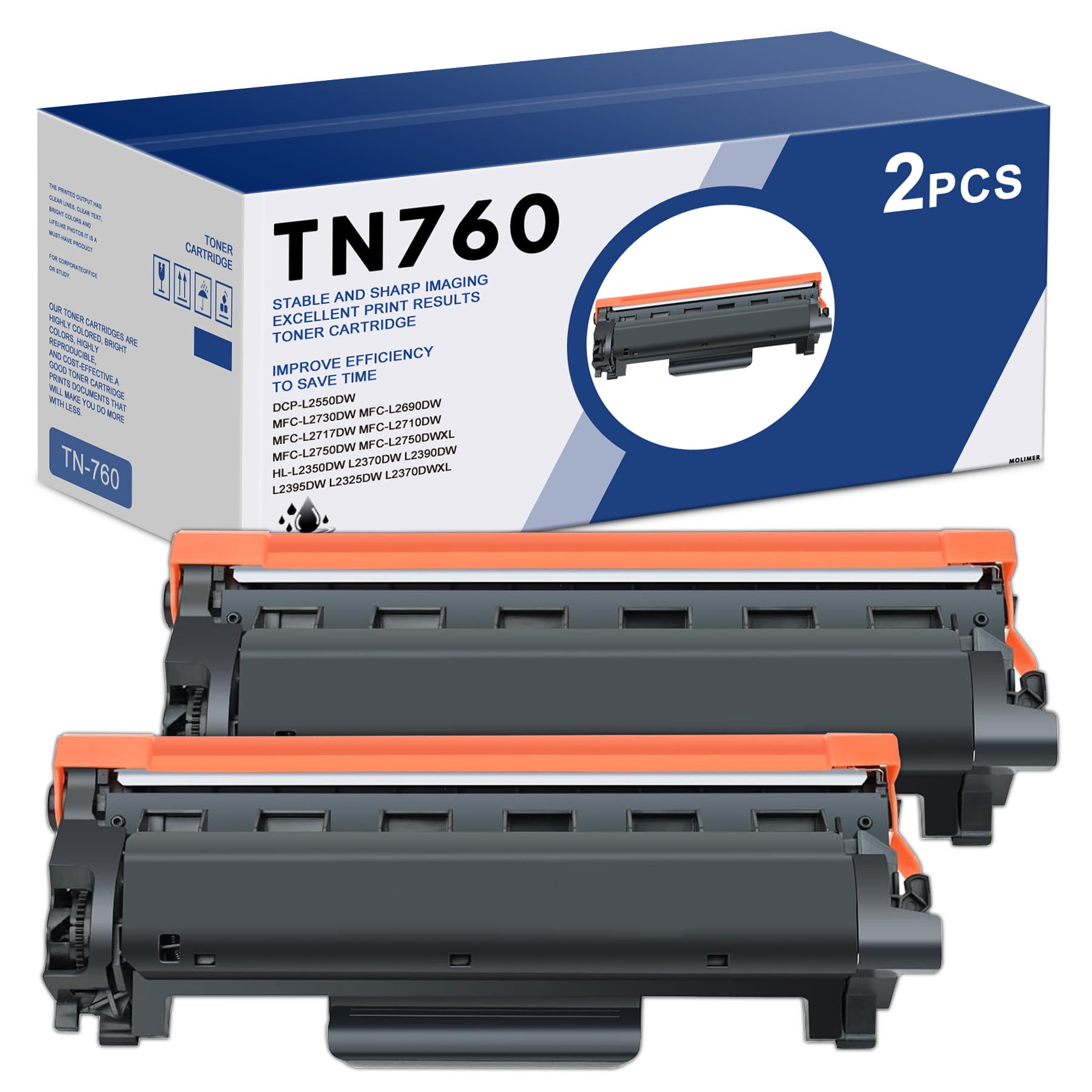 TN760 TN 760 High Yield Black Toner Cartridge Replacement for Brother