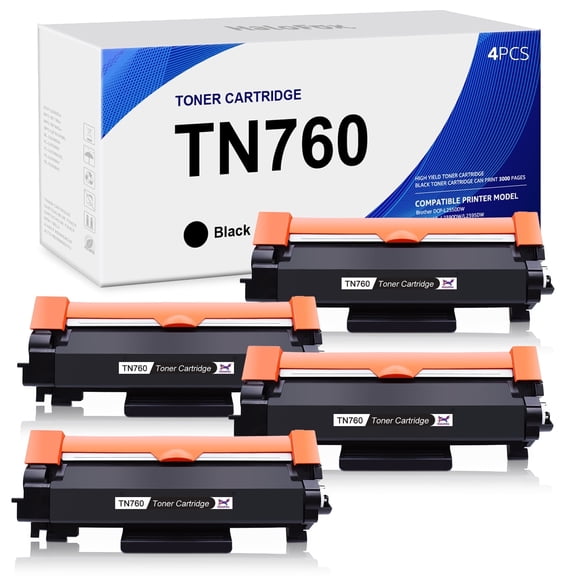 TN760 Toner Cartridge Compatible for Brother MFC-L2750DW DCP-L2550DW Printer to Use with HL-L2350DW L2395DW L2390DW L2370DW L2730DW MFC-L2710DW L2730DW L2717DW (Black,4 Pack)