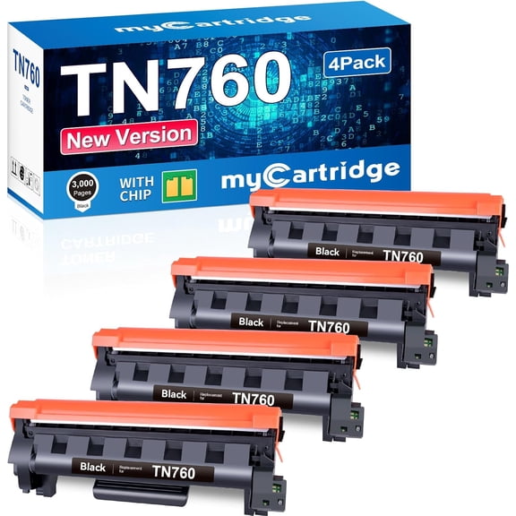 TN760 TN-760 Toner 4 Pack Replacement for TN730 TN-730 Compatible with tn760 Printer MFC-L2710DW MFC-L2750DW DCP-L2550DW HL-L2370DW