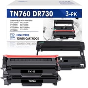 Colorich Compatible for Brother TN760 TN-760 Toner Cartridge DR730 Drum TN-730 DR-730 for MFC-L2710DW MFC-L2750DW HL-L2350DW HL-L2370DW Printer ( 2 Black Toner, 1 Drum Unit)