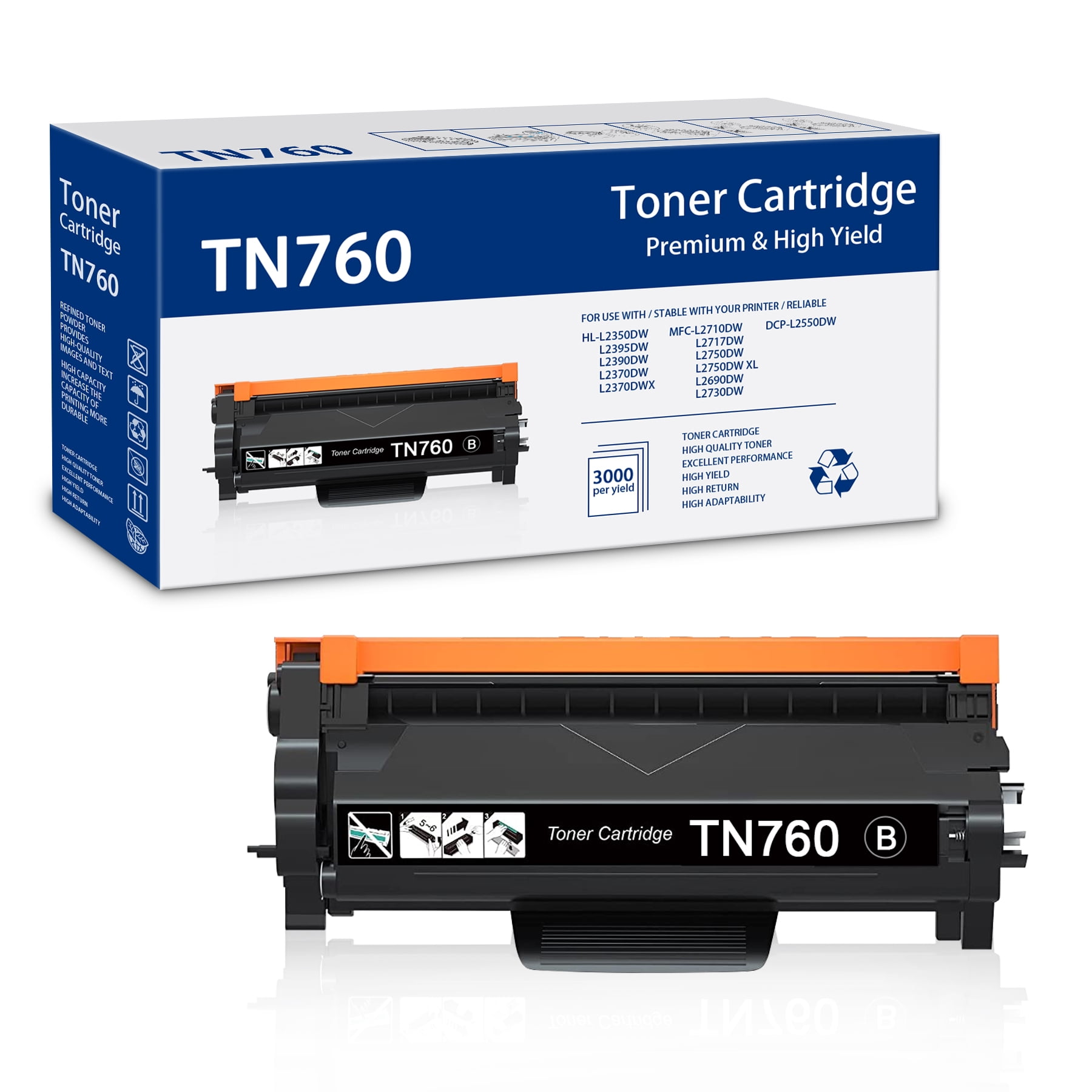 TN760 TN730 High Yield Toner Cartridge: Replacement for Brother
