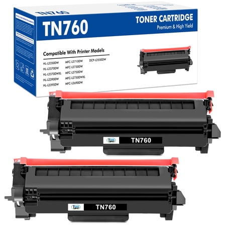 2-Pack TN760 TN730 Toner Cartridge High Yield Black Replacement Compatible for Brother TN-760 TN-730 DCP-L2550DW HL-L2390DW MFC-L2710DW MFC-L2750DW MFC-L2690DW Printer 6000 Pages