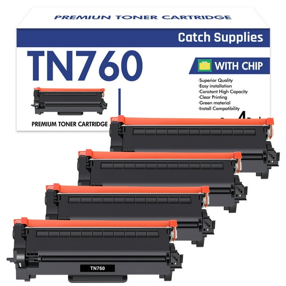 TN760 TN730 Toner Cartridge Compatible for Brother TN760 TN-760 TN-730 Work for MFC-L2710DW MFC-L2750DW HL-L2350DW HL-L2370DW DCP-L2550DW Printer Black,4-Pack
