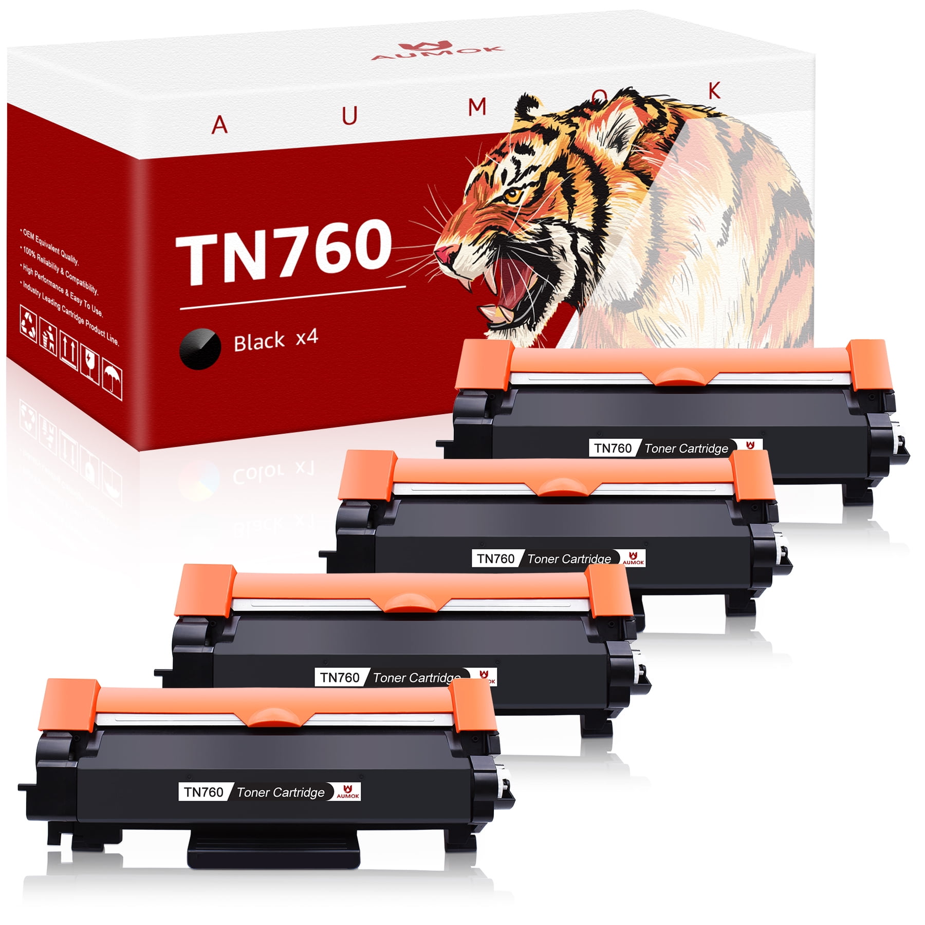 TN760 TN730 4pack Replacement Toner Cartridge for Brother HLL2350DW