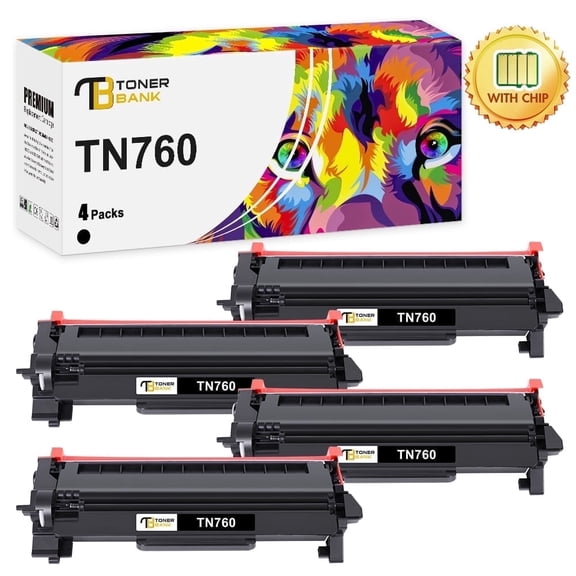 Toner Bank Compatible for Brother TN760 TN-760 TN730 TN-730 Toner Cartridge MFC-L2710DW MFC-L2750DW HL-L2350DW HL-L2370DW HL-L2395DW HL-L2390DW DCP-L2550DW MFC-L2717DW Printer Ink (Black, 4 Pack)